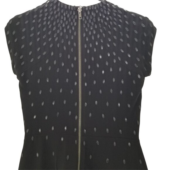 Alc Black Leather Embellished Cap Sleeve Cocktail Party Sheath Dress Size 12 - Picture 7 of 10